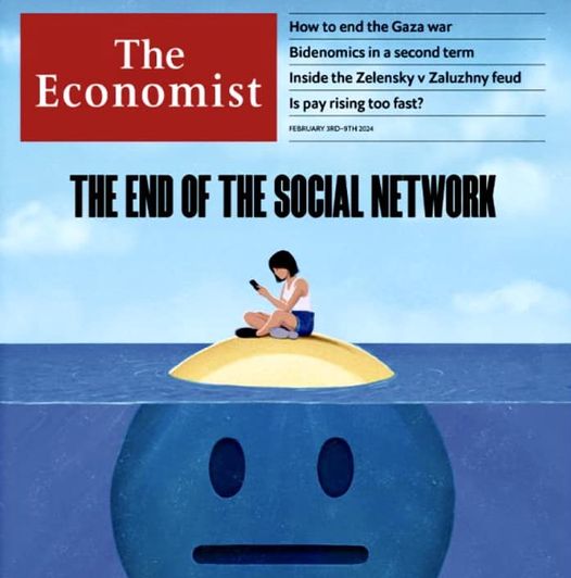 Cover image of 'The Economist': As Facebook turns 20, social apps are losing their appeal